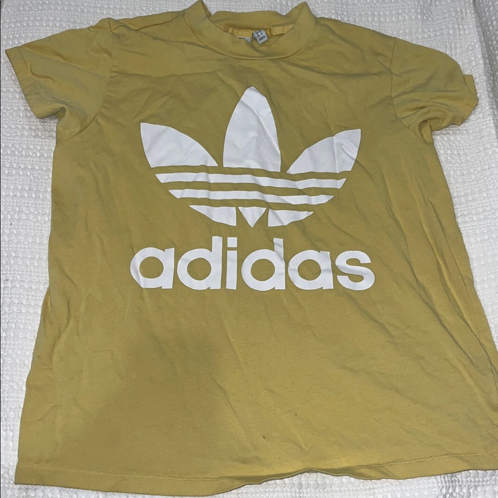 Adidas Mustard Tee with White Trefoil
